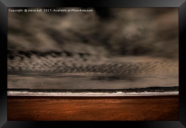 Dark clouds over Swansea Bay Framed Print by steve ball