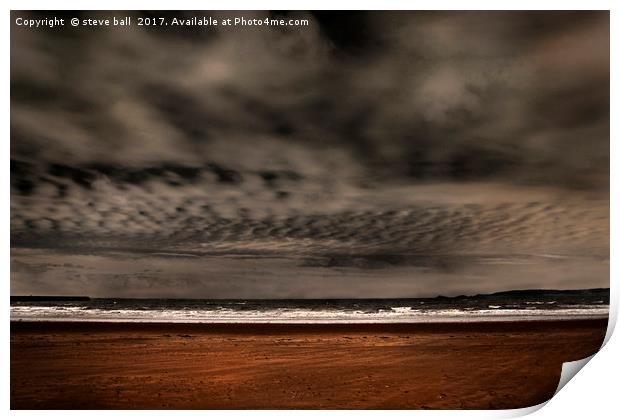 Dark clouds over Swansea Bay Print by steve ball