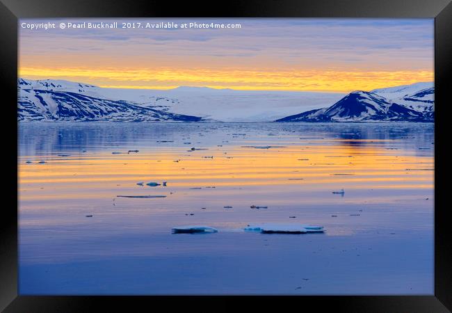Tranquil Arctic Sea off Svalbard Framed Print by Pearl Bucknall