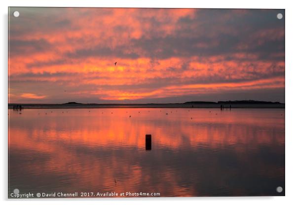 West Kirby Sunset Reflection  Acrylic by David Chennell