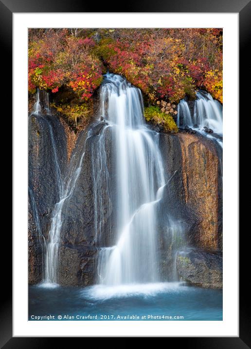 Hraunfossar Waterfall, Iceland Framed Mounted Print by Alan Crawford