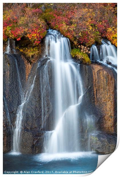 Hraunfossar Waterfall, Iceland Print by Alan Crawford