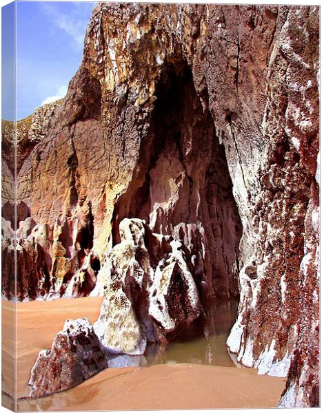 Lydstep Cavern Cave, Tenby.Pembrokeshire.Wales. Canvas Print by paulette hurley