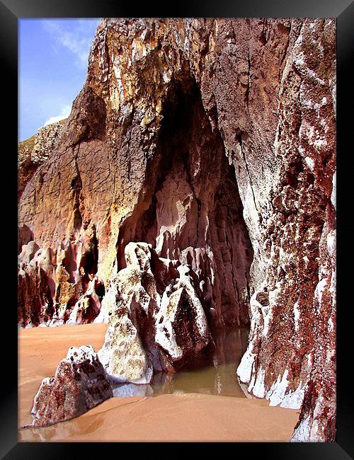 Lydstep Cavern Cave, Tenby.Pembrokeshire.Wales. Framed Print by paulette hurley