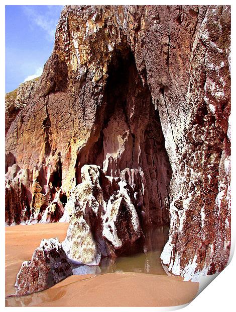 Lydstep Cavern Cave, Tenby.Pembrokeshire.Wales. Print by paulette hurley
