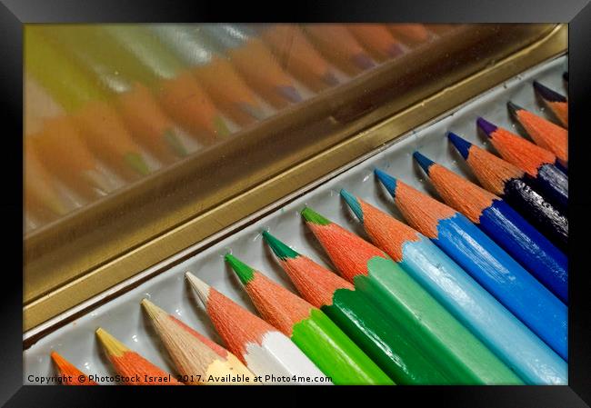 Sharpened pencil crayons Framed Print by PhotoStock Israel