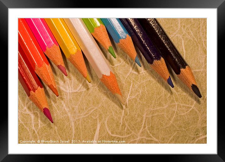Sharpened pencil crayons Framed Mounted Print by PhotoStock Israel