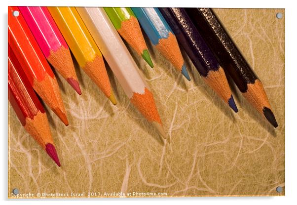 Sharpened pencil crayons Acrylic by PhotoStock Israel