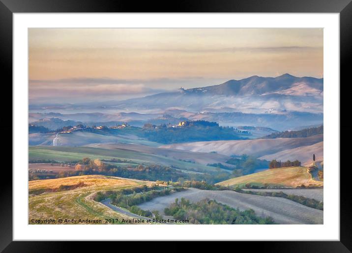 Tuscany Sunrise Framed Mounted Print by Andy Anderson