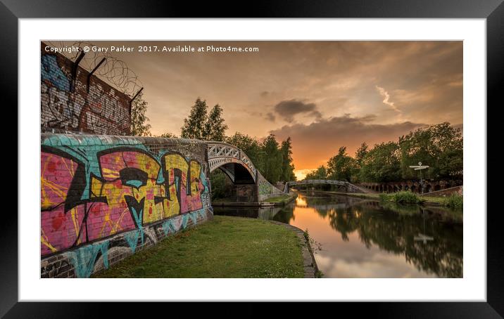 City canal at sunset Framed Mounted Print by Gary Parker
