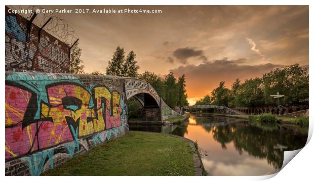 City canal at sunset Print by Gary Parker