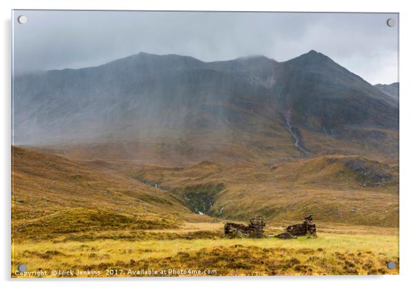 Glen Torridon and Old Ruins Scottish Highlands  Acrylic by Nick Jenkins