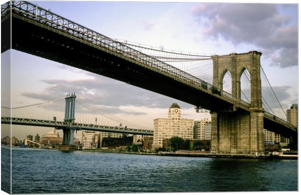 Brooklyn and Manhattan Bridges Canvas Print by Luc Novovitch