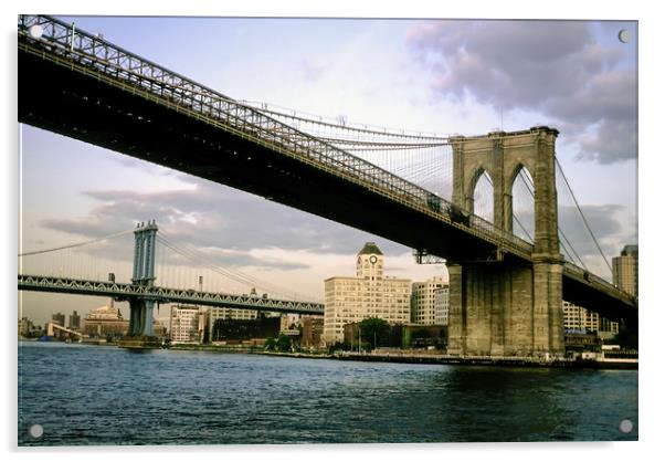 Brooklyn and Manhattan Bridges Acrylic by Luc Novovitch