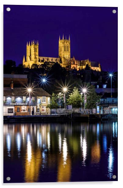 Blue Hour at Lincoln Cathedral Acrylic by John Lawrence