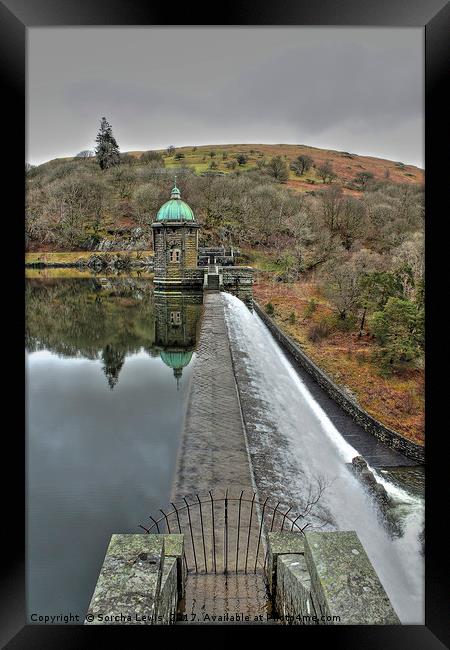 Penygarreg under a stormy sky Framed Print by Sorcha Lewis