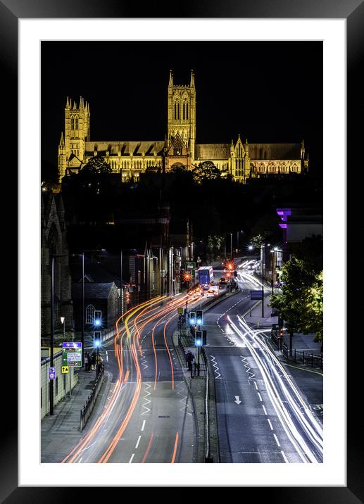 Lincoln Cathedral Traffic Trail Framed Mounted Print by John Lawrence