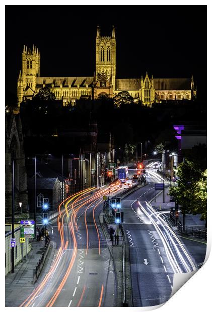 Lincoln Cathedral Traffic Trail Print by John Lawrence