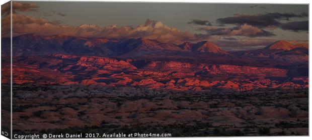 Fiery Red Sunset at Arches National Park (panorami Canvas Print by Derek Daniel