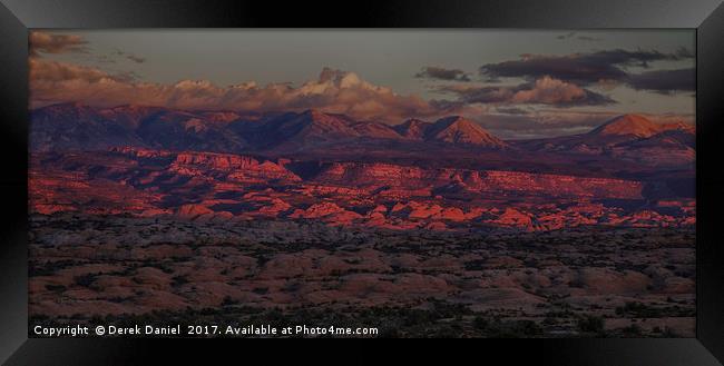 Fiery Red Sunset at Arches National Park (panorami Framed Print by Derek Daniel