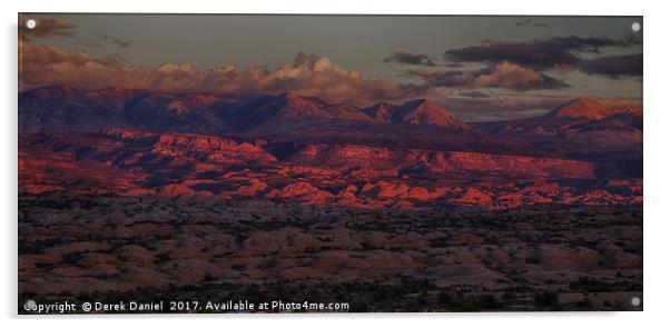 Fiery Red Sunset at Arches National Park (panorami Acrylic by Derek Daniel