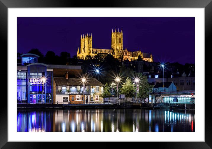 Lincoln Cathedral Cityscape Framed Mounted Print by John Lawrence