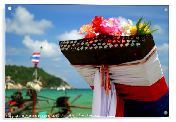 long tailed boat  Koh Phangan Thailand Acrylic by PhotoStock Israel