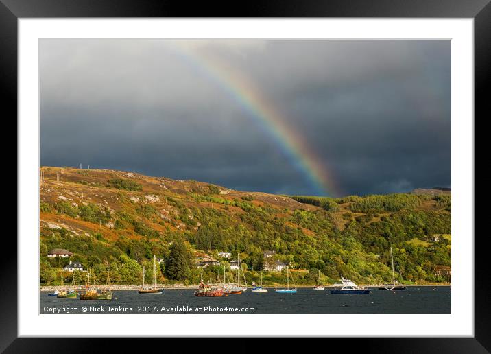 Loch Broom and Rainbow Framed Mounted Print by Nick Jenkins