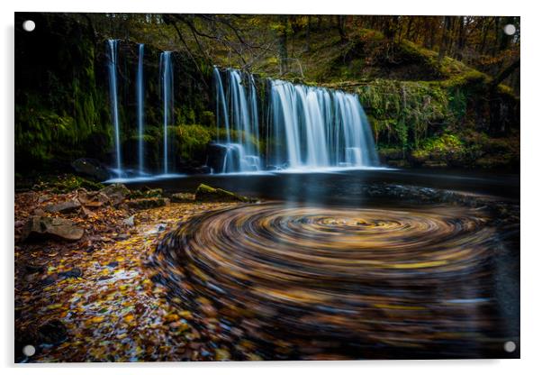 Upper Gushing Falls, Waterfall, Wales Acrylic by Jonathan Smith