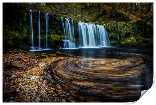 Upper Gushing Falls, Waterfall, Wales Print by Jonathan Smith