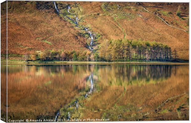 Waterfall Reflections on Buttermere Canvas Print by AMANDA AINSLEY
