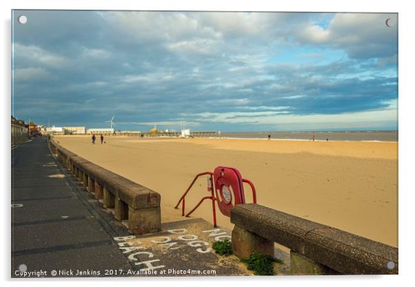 Lowestoft Beach Suffolk on an October Evening Acrylic by Nick Jenkins