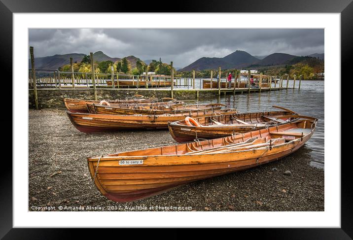 Keswick Boats and Ferry  Framed Mounted Print by AMANDA AINSLEY
