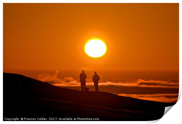 People, sunset, and fog Devil's Dyke Brighton Print by Frances Valdes