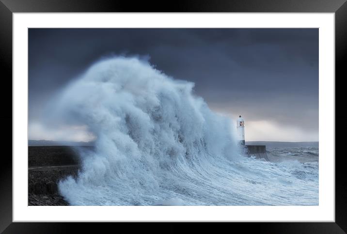 Hurricane Brian hits Porthcawl Framed Mounted Print by Leighton Collins