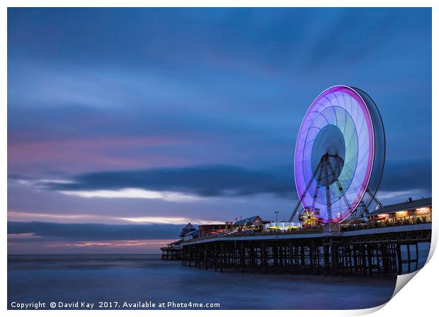 Central Pier Blackpool at night Print by David Kay