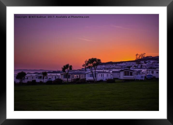 Sunset over Devon Cliffs Holiday Park Exmouth Framed Mounted Print by Will Badman