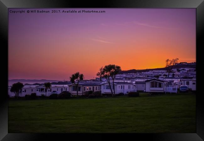 Sunset over Devon Cliffs Holiday Park Exmouth Framed Print by Will Badman