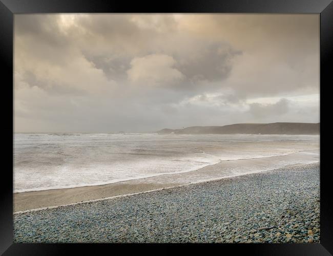 The Storm at Newgale. Framed Print by Colin Allen