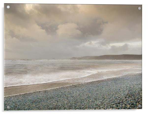 The Storm at Newgale. Acrylic by Colin Allen