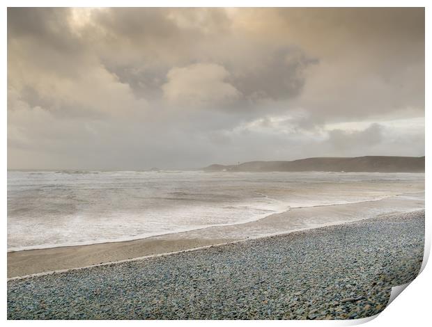 The Storm at Newgale. Print by Colin Allen