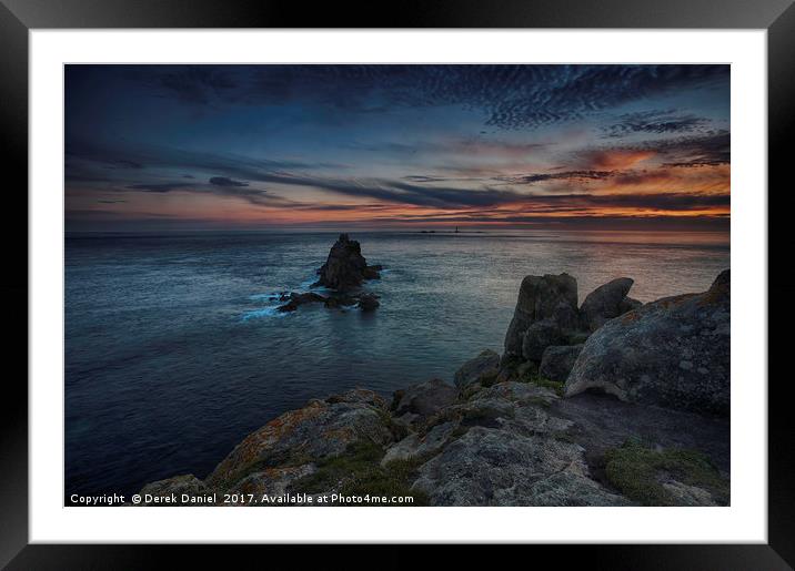 Lands End Sunset #2, Cornwall Framed Mounted Print by Derek Daniel