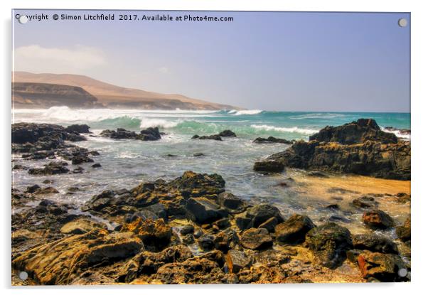Fuerteventura Playa de Garcey - site of the shipwr Acrylic by Simon Litchfield