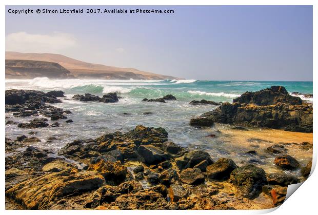 Fuerteventura Playa de Garcey - site of the shipwr Print by Simon Litchfield