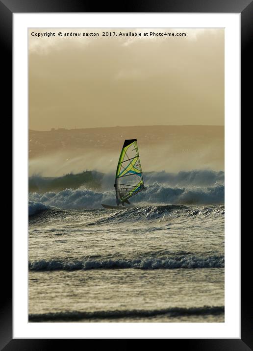COMING IN ON A WAVE Framed Mounted Print by andrew saxton