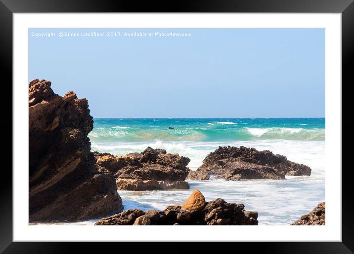 Fuerteventura Playa de Garcey - site of the shipwr Framed Mounted Print by Simon Litchfield