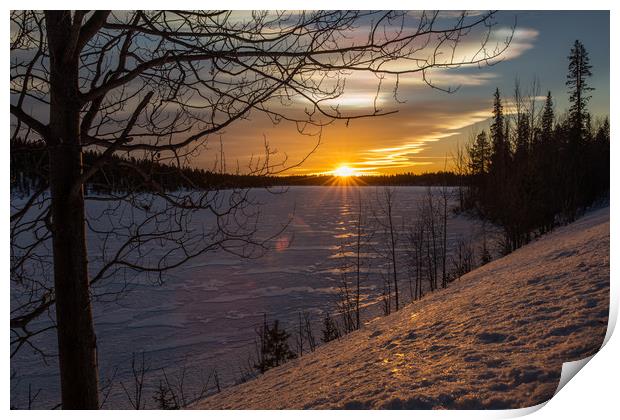 Sunset in Lappland Print by Thomas Schaeffer