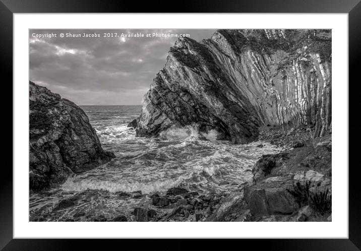 Stair Hole rough seas  Framed Mounted Print by Shaun Jacobs