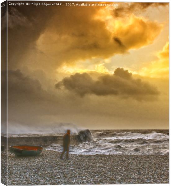 Hurricane Brian in Lyme Bay Canvas Print by Philip Hodges aFIAP ,