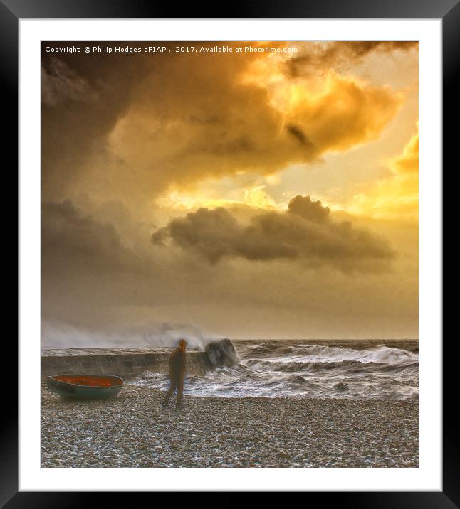 Hurricane Brian in Lyme Bay Framed Mounted Print by Philip Hodges aFIAP ,